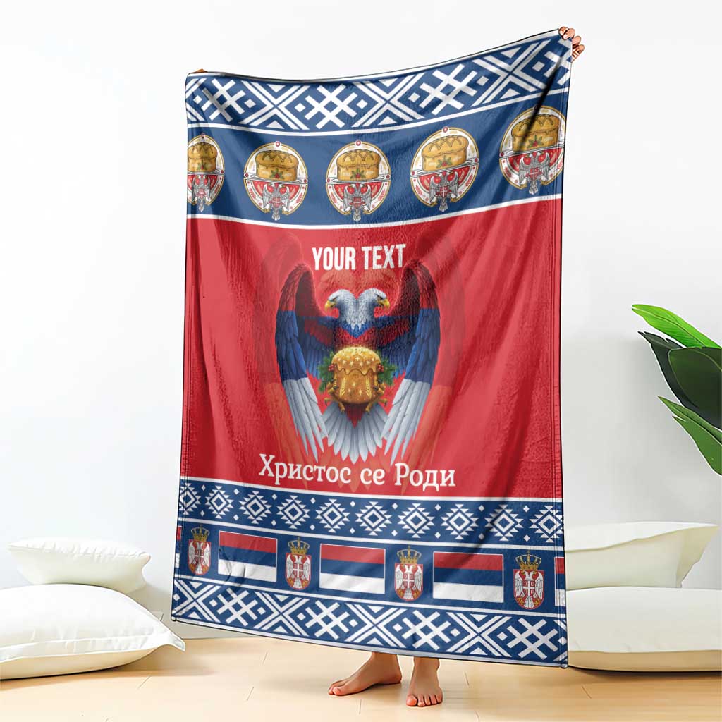 Personalized Serbia Christmas Blanket Eagle with Cesnica Christmas Bread - Wonder Print Shop
