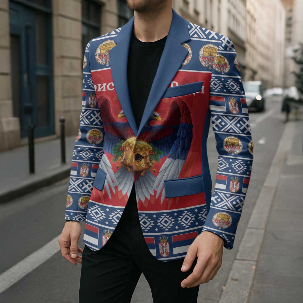 Personalized Serbia Christmas Blazer Eagle with Cesnica Christmas Bread - Wonder Print Shop