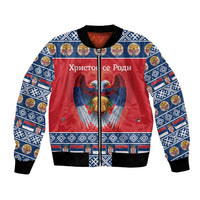 Personalized Serbia Christmas Bomber Jacket Eagle with Cesnica Christmas Bread - Wonder Print Shop