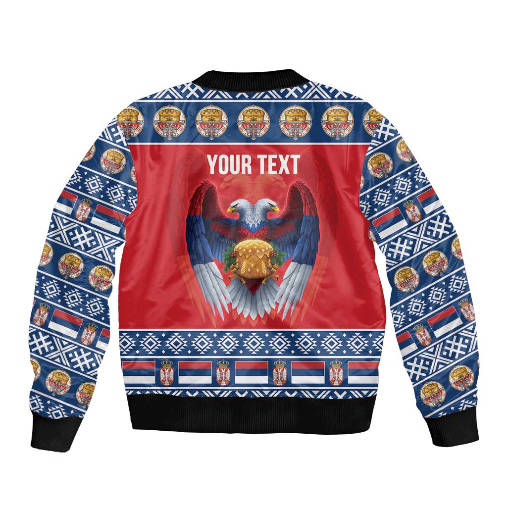 Personalized Serbia Christmas Bomber Jacket Eagle with Cesnica Christmas Bread - Wonder Print Shop
