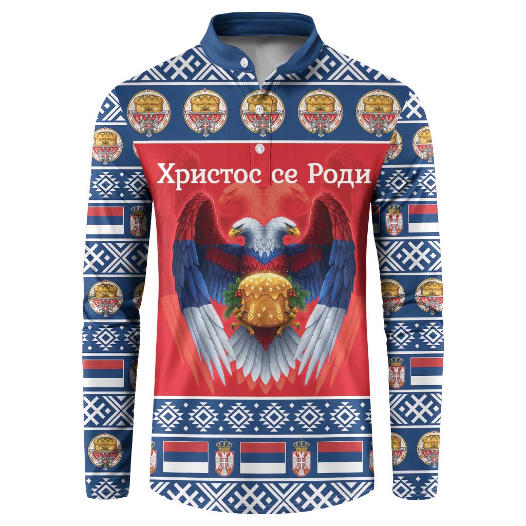 Personalized Serbia Christmas Button Sweatshirt Eagle with Cesnica Christmas Bread - Wonder Print Shop