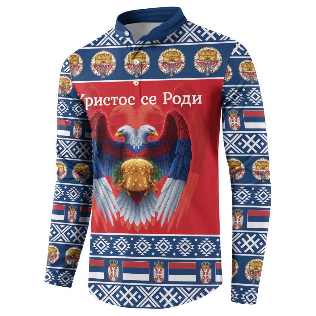 Personalized Serbia Christmas Button Sweatshirt Eagle with Cesnica Christmas Bread - Wonder Print Shop