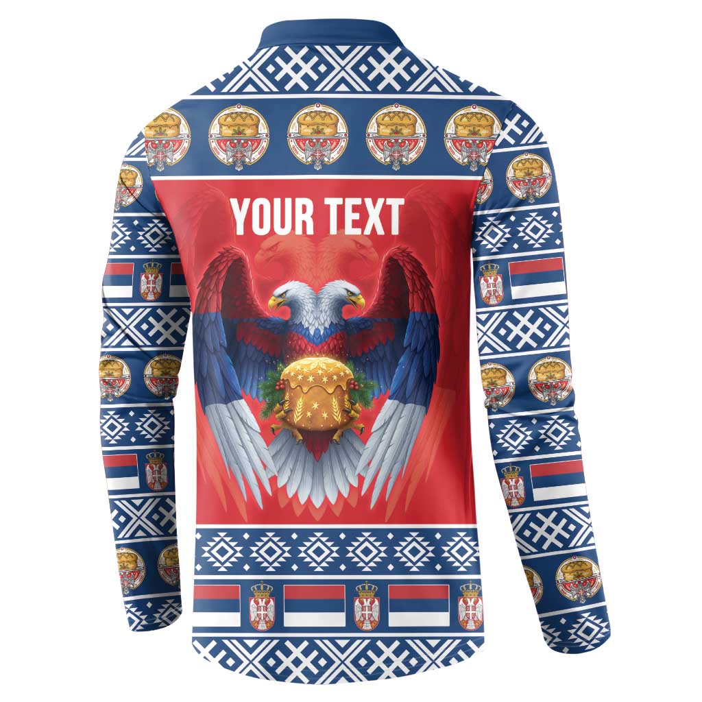 Personalized Serbia Christmas Button Sweatshirt Eagle with Cesnica Christmas Bread - Wonder Print Shop