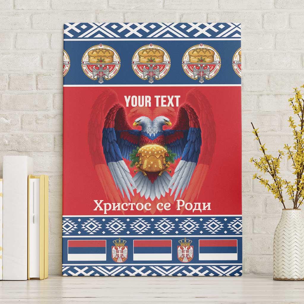 Personalized Serbia Christmas Canvas Wall Art Eagle with Cesnica Christmas Bread - Wonder Print Shop
