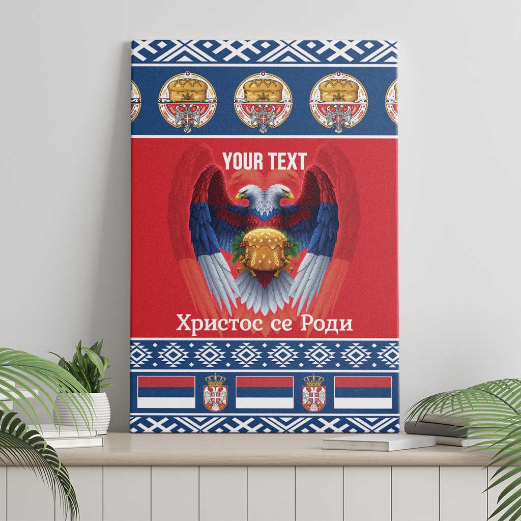 Personalized Serbia Christmas Canvas Wall Art Eagle with Cesnica Christmas Bread - Wonder Print Shop