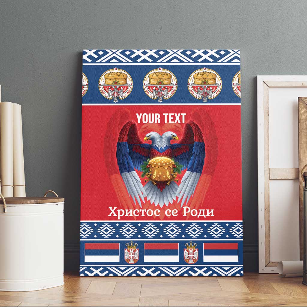 Personalized Serbia Christmas Canvas Wall Art Eagle with Cesnica Christmas Bread - Wonder Print Shop