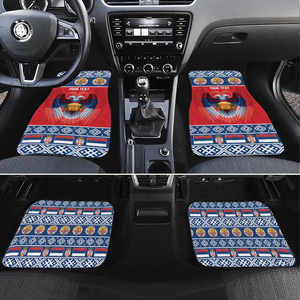 Personalized Serbia Christmas Car Mats Eagle with Cesnica Christmas Bread - Wonder Print Shop