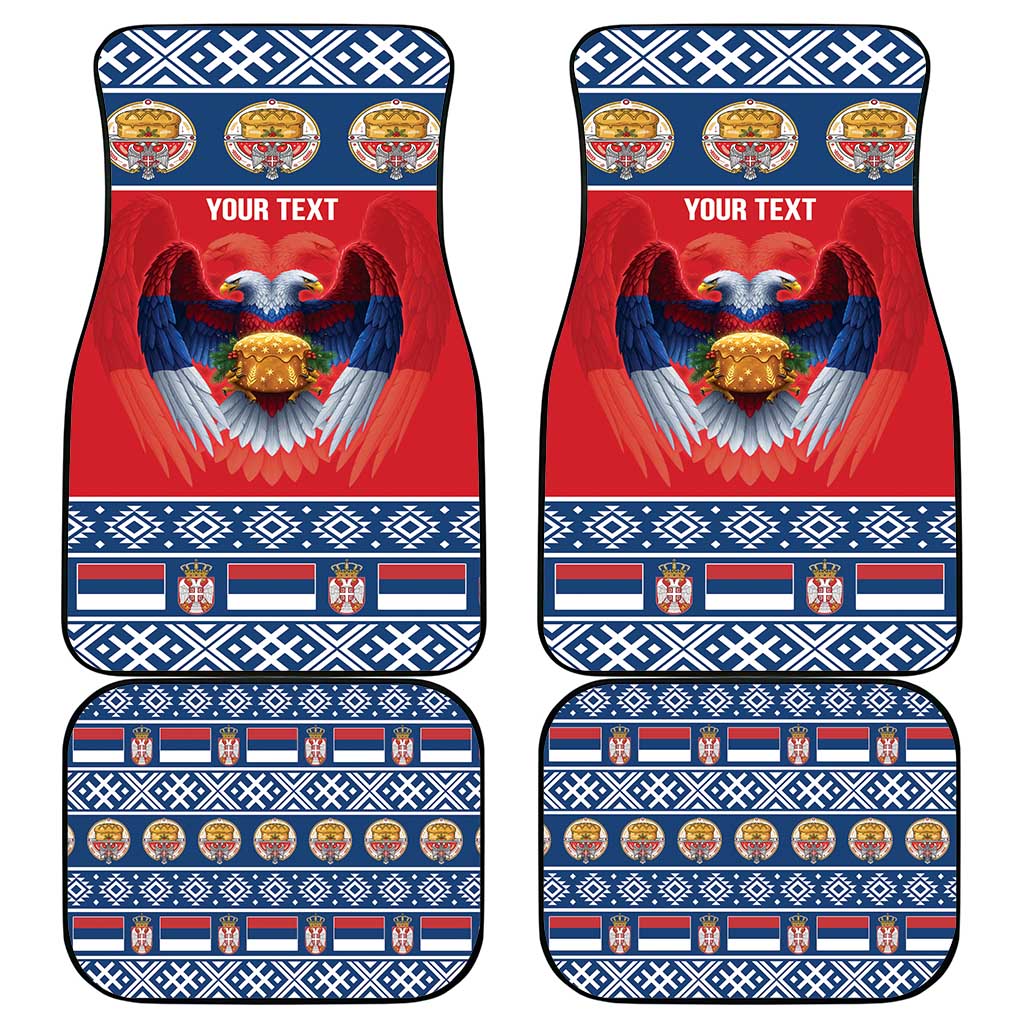 Personalized Serbia Christmas Car Mats Eagle with Cesnica Christmas Bread - Wonder Print Shop