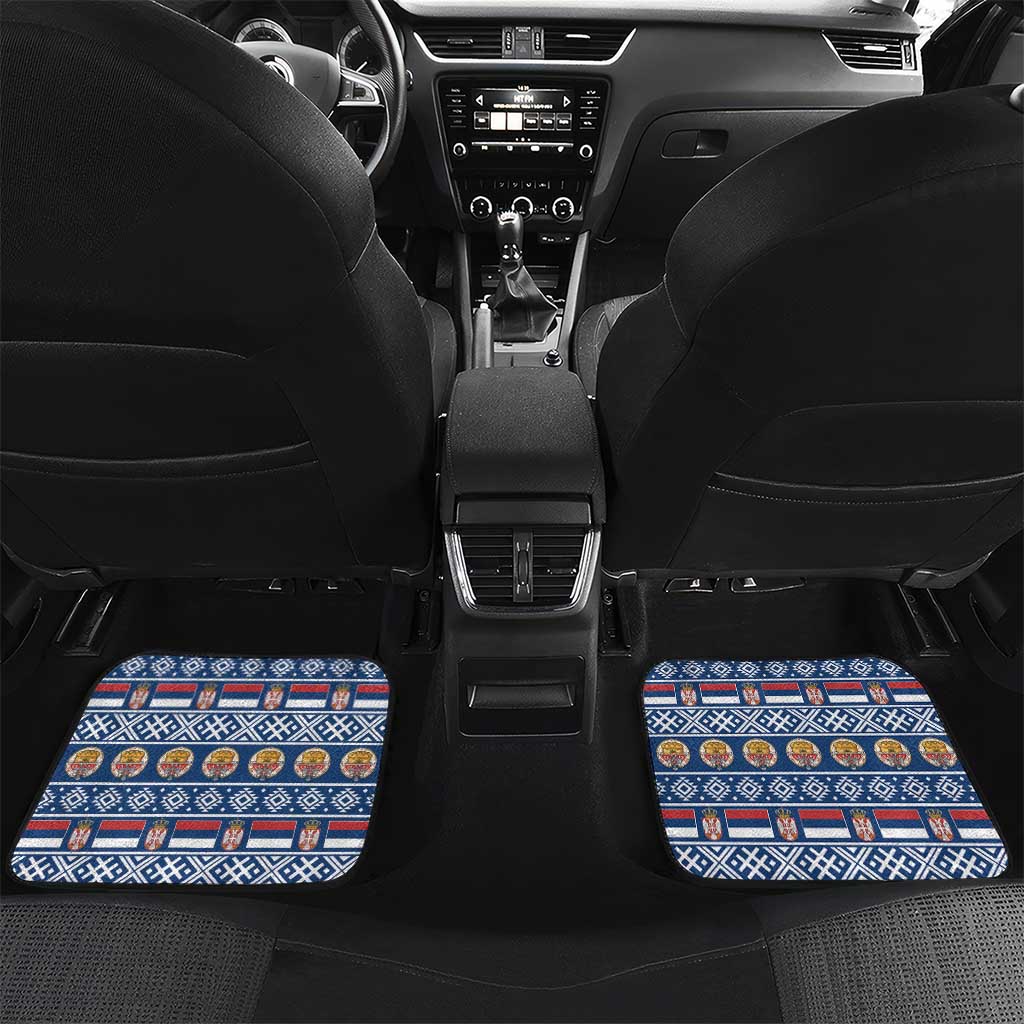 Personalized Serbia Christmas Car Mats Eagle with Cesnica Christmas Bread - Wonder Print Shop