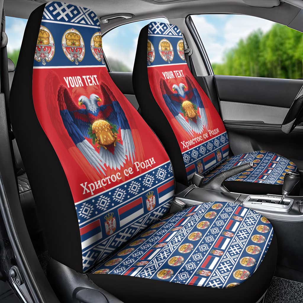 Personalized Serbia Christmas Car Seat Cover Eagle with Cesnica Christmas Bread - Wonder Print Shop