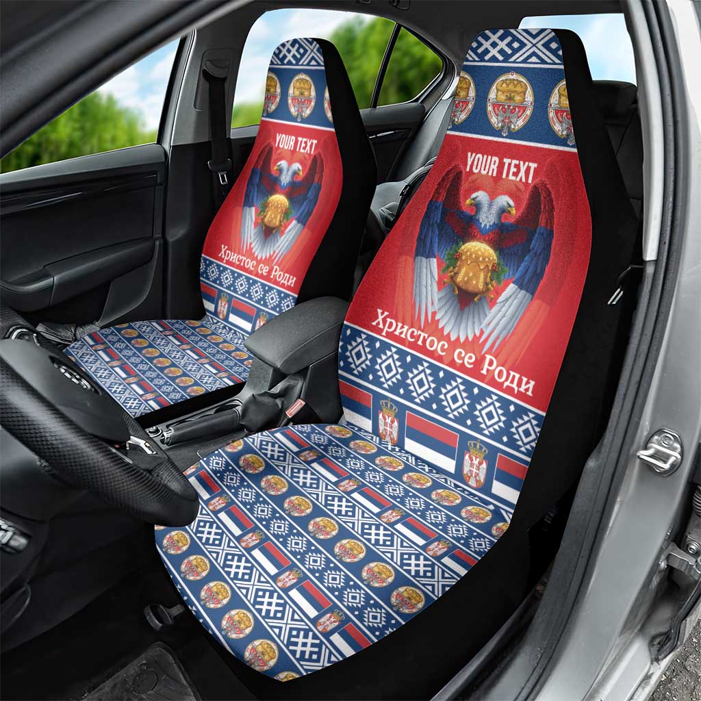 Personalized Serbia Christmas Car Seat Cover Eagle with Cesnica Christmas Bread - Wonder Print Shop
