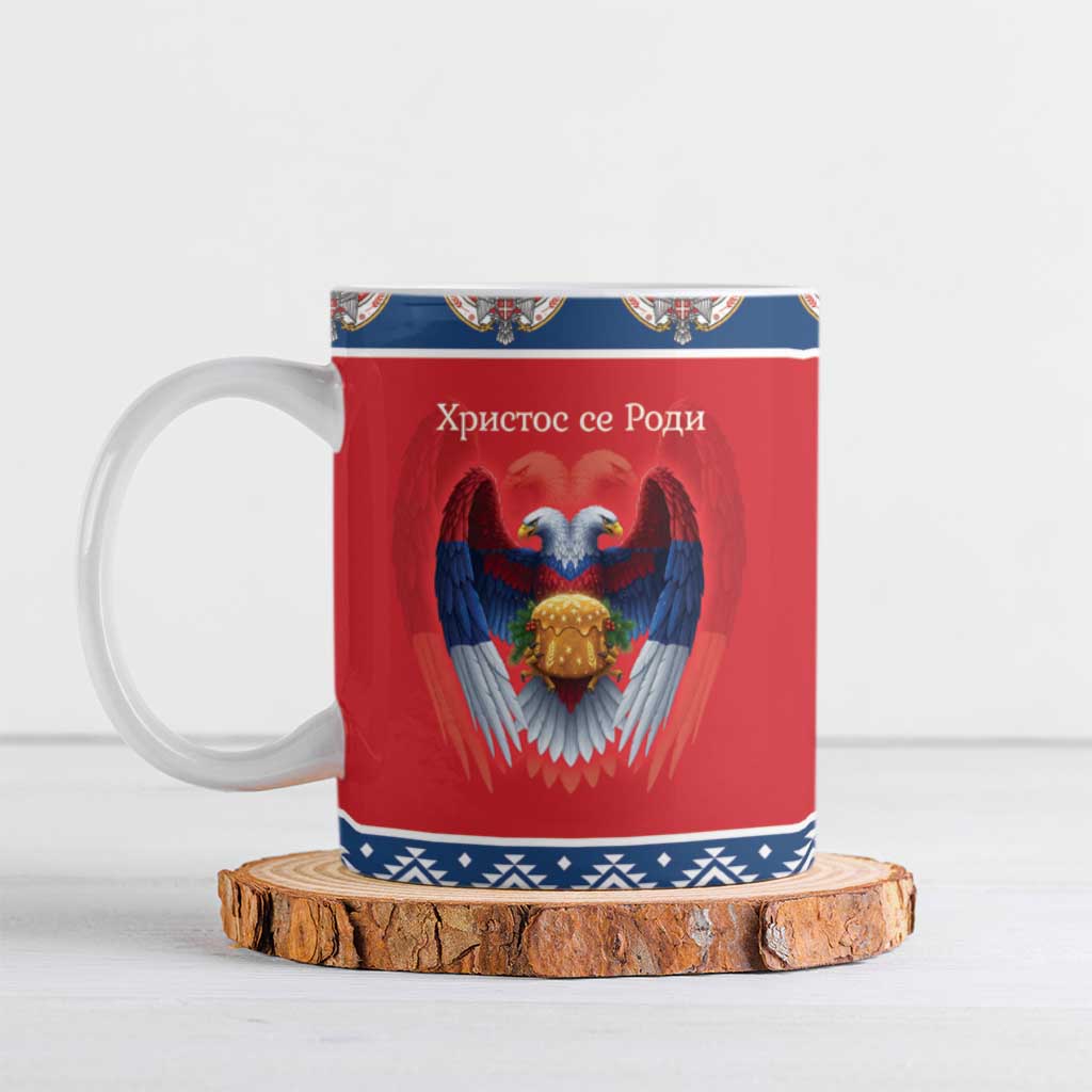Personalized Serbia Christmas Ceramic Mug Eagle with Cesnica Christmas Bread - Wonder Print Shop