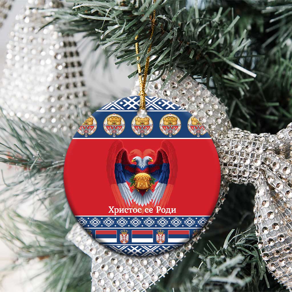 Personalized Serbia Christmas Ceramic Ornament Eagle with Cesnica Christmas Bread - Wonder Print Shop