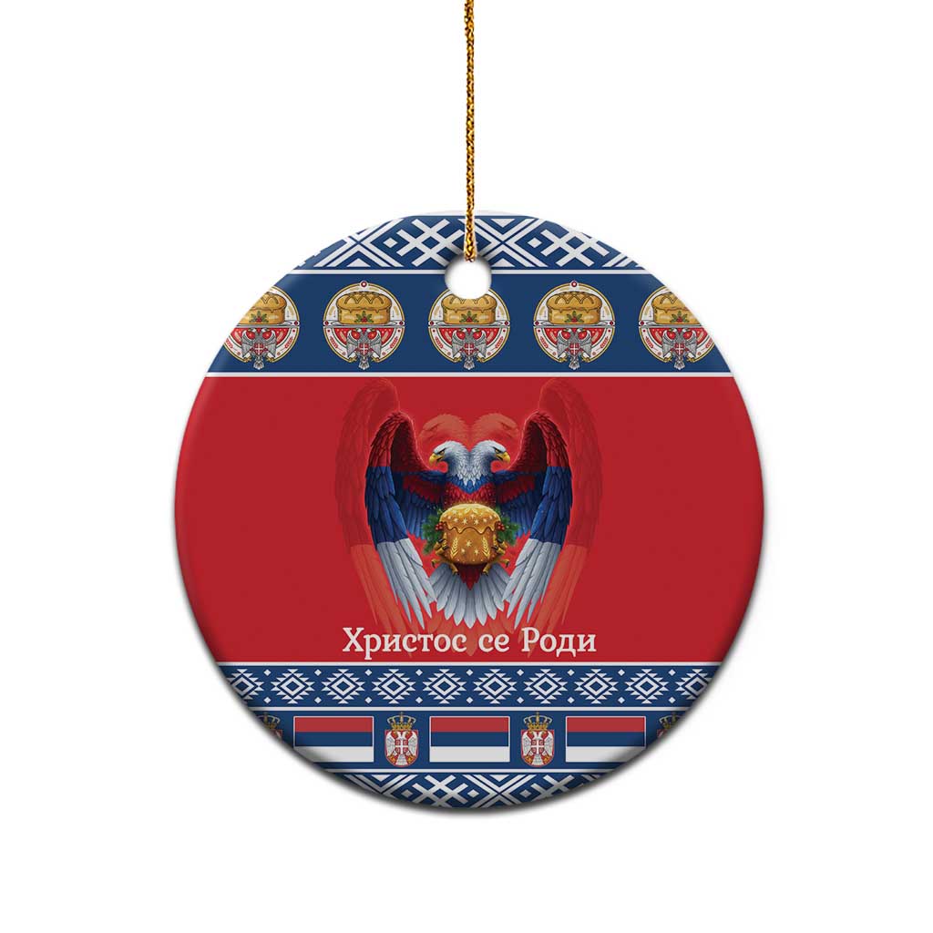 Personalized Serbia Christmas Ceramic Ornament Eagle with Cesnica Christmas Bread - Wonder Print Shop