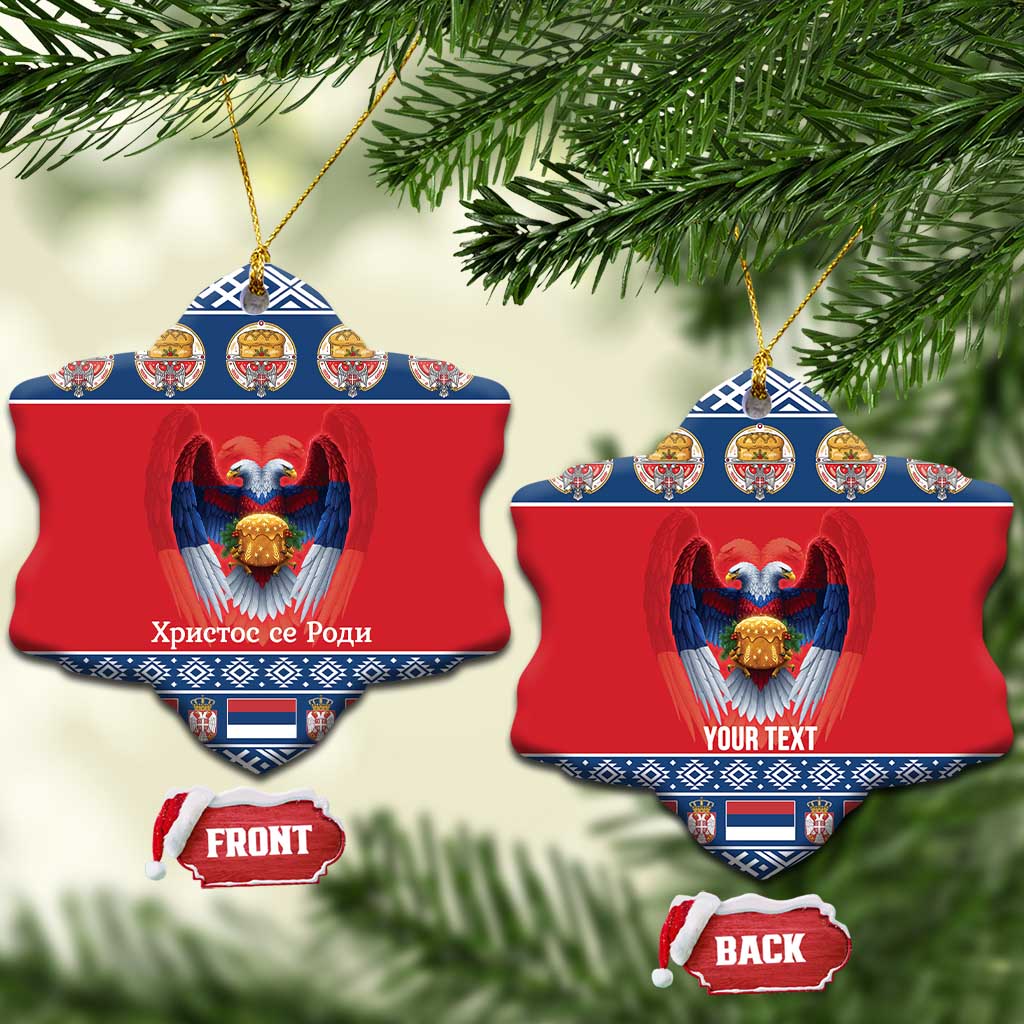 Personalized Serbia Christmas Ceramic Ornament Eagle with Cesnica Christmas Bread - Wonder Print Shop