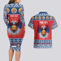 Personalized Serbia Christmas Couples Matching Long Sleeve Bodycon Dress and Hawaiian Shirt Eagle with Cesnica Christmas Bread - Wonder Print Shop