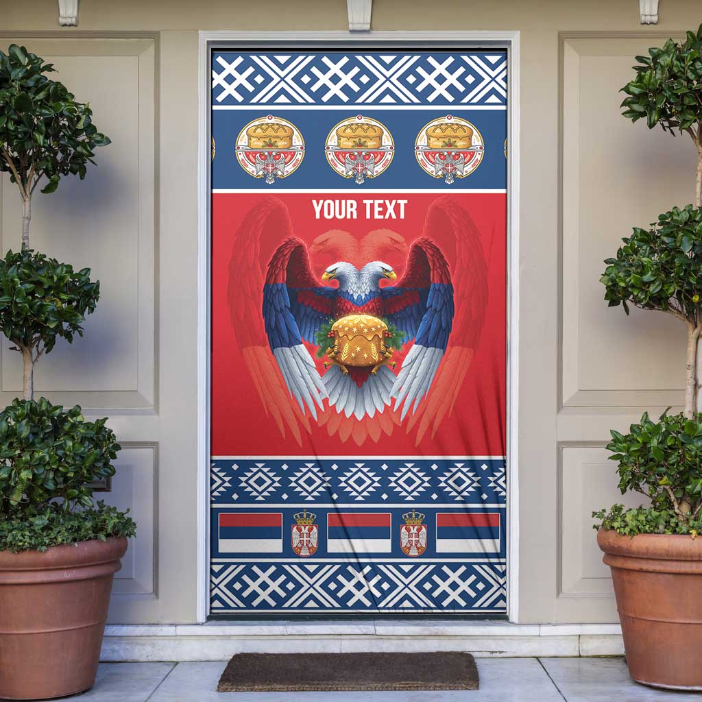 Personalized Serbia Christmas Door Cover Eagle with Cesnica Christmas Bread - Wonder Print Shop