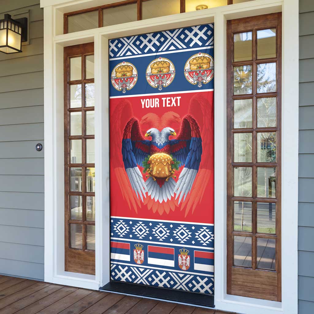 Personalized Serbia Christmas Door Cover Eagle with Cesnica Christmas Bread - Wonder Print Shop