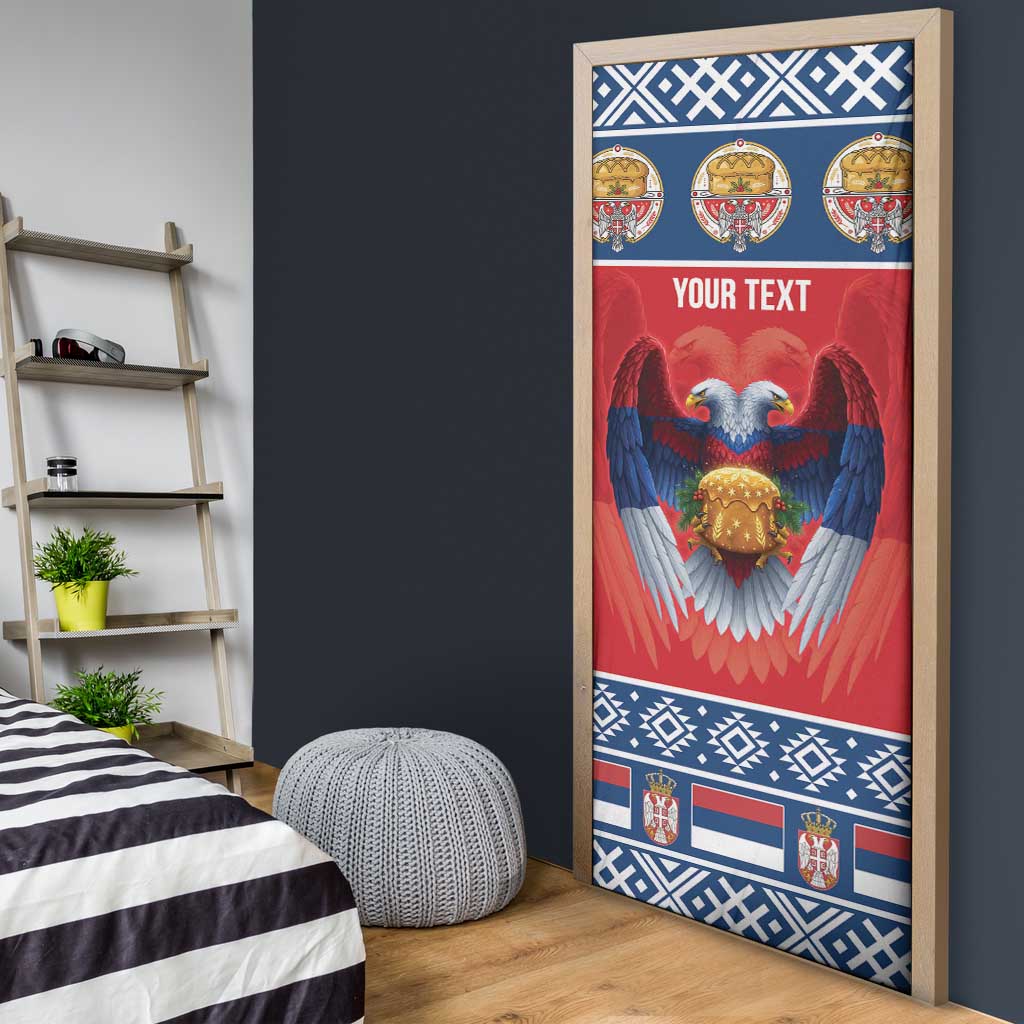Personalized Serbia Christmas Door Cover Eagle with Cesnica Christmas Bread - Wonder Print Shop