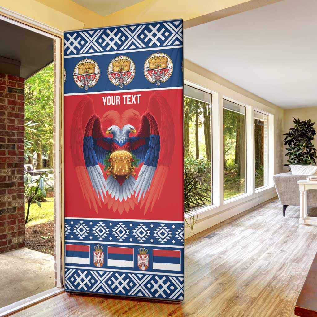 Personalized Serbia Christmas Door Cover Eagle with Cesnica Christmas Bread - Wonder Print Shop