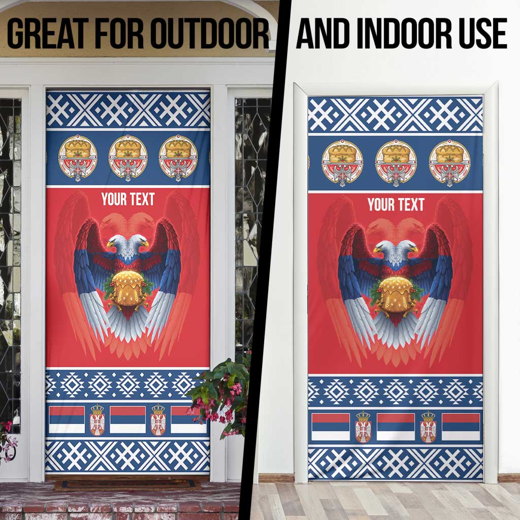 Personalized Serbia Christmas Door Cover Eagle with Cesnica Christmas Bread - Wonder Print Shop