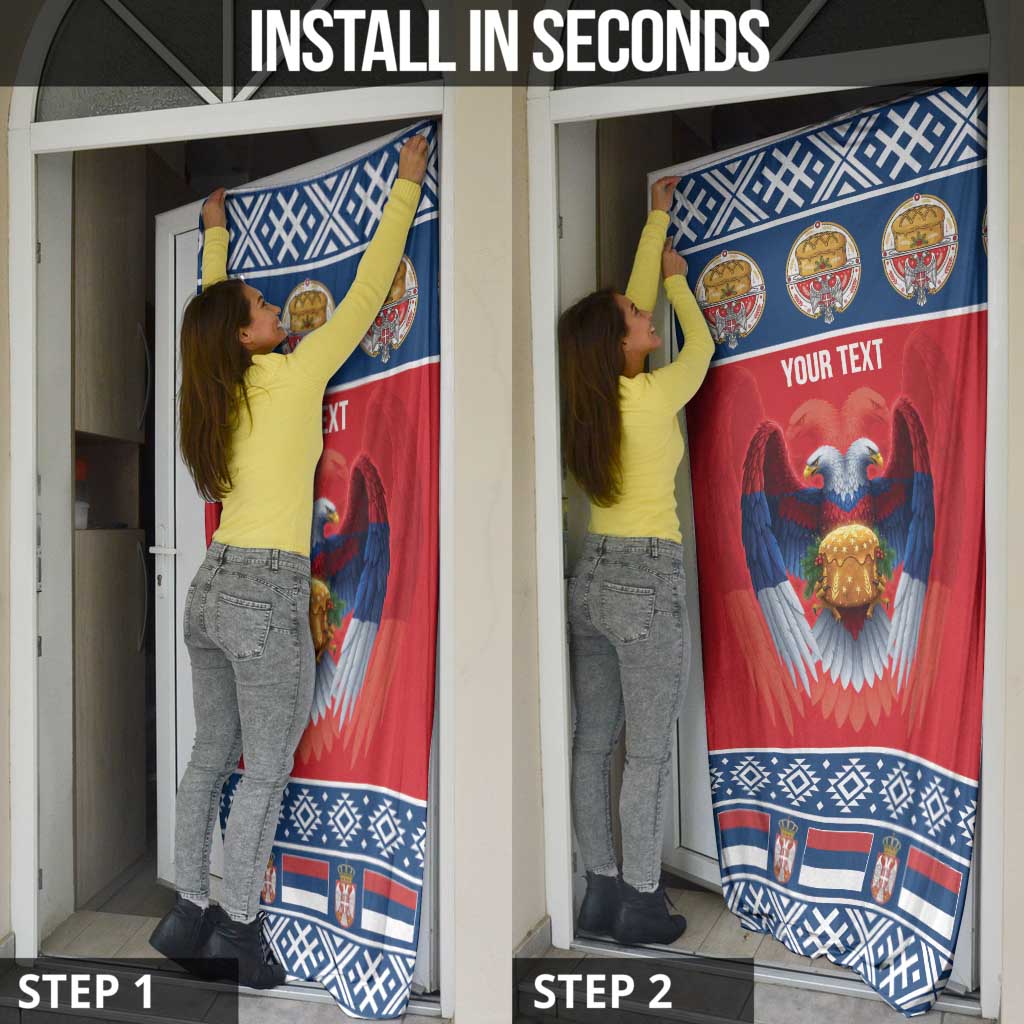 Personalized Serbia Christmas Door Cover Eagle with Cesnica Christmas Bread - Wonder Print Shop