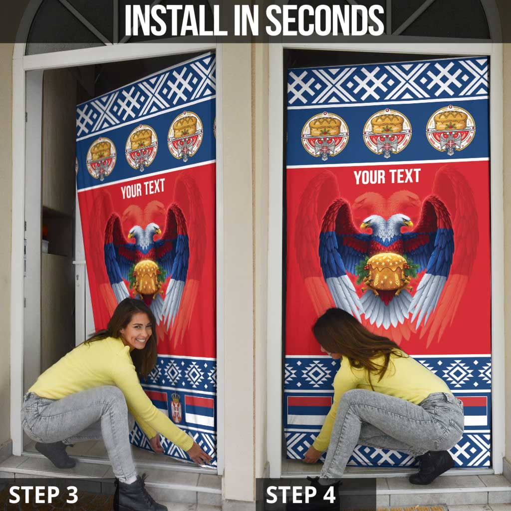 Personalized Serbia Christmas Door Cover Eagle with Cesnica Christmas Bread - Wonder Print Shop