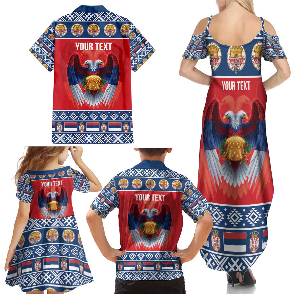 Personalized Serbia Christmas Family Matching Summer Maxi Dress and Hawaiian Shirt Eagle with Cesnica Christmas Bread - Wonder Print Shop