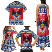 Personalized Serbia Christmas Family Matching Tank Maxi Dress and Hawaiian Shirt Eagle with Cesnica Christmas Bread - Wonder Print Shop