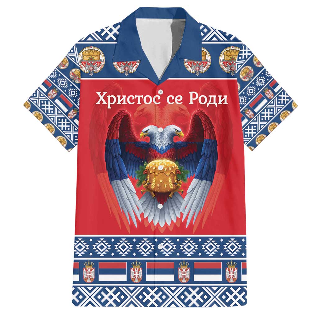 Personalized Serbia Christmas Family Matching Tank Maxi Dress and Hawaiian Shirt Eagle with Cesnica Christmas Bread - Wonder Print Shop