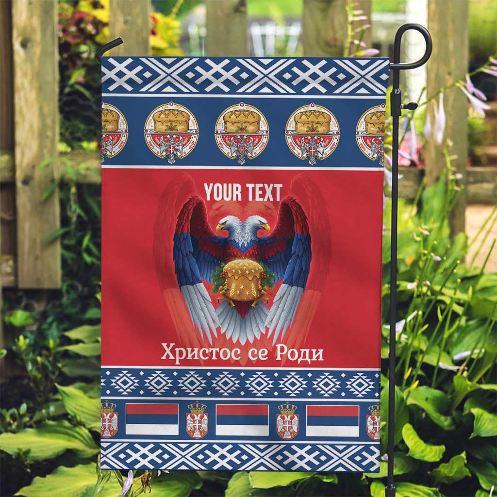 Personalized Serbia Christmas Garden Flag Eagle with Cesnica Christmas Bread - Wonder Print Shop