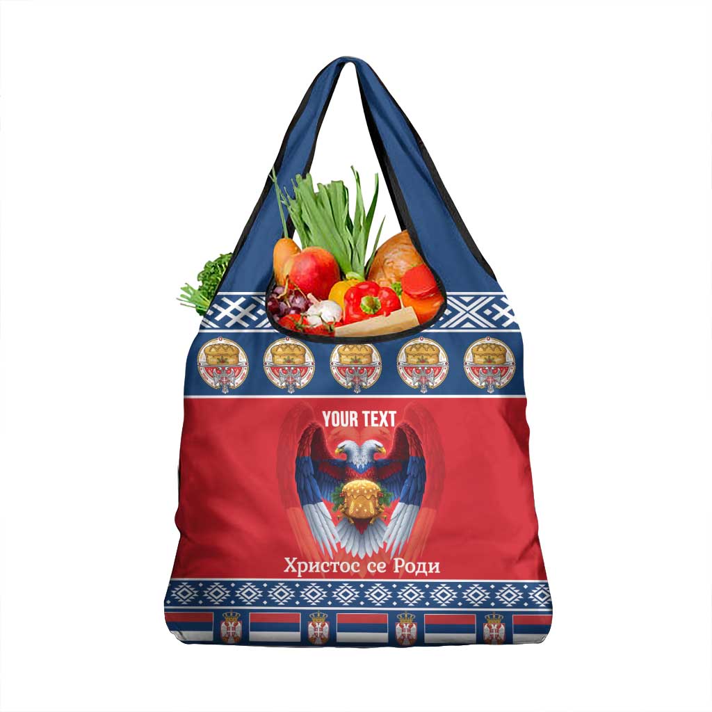 Personalized Serbia Christmas Grocery Bag Eagle with Cesnica Christmas Bread - Wonder Print Shop