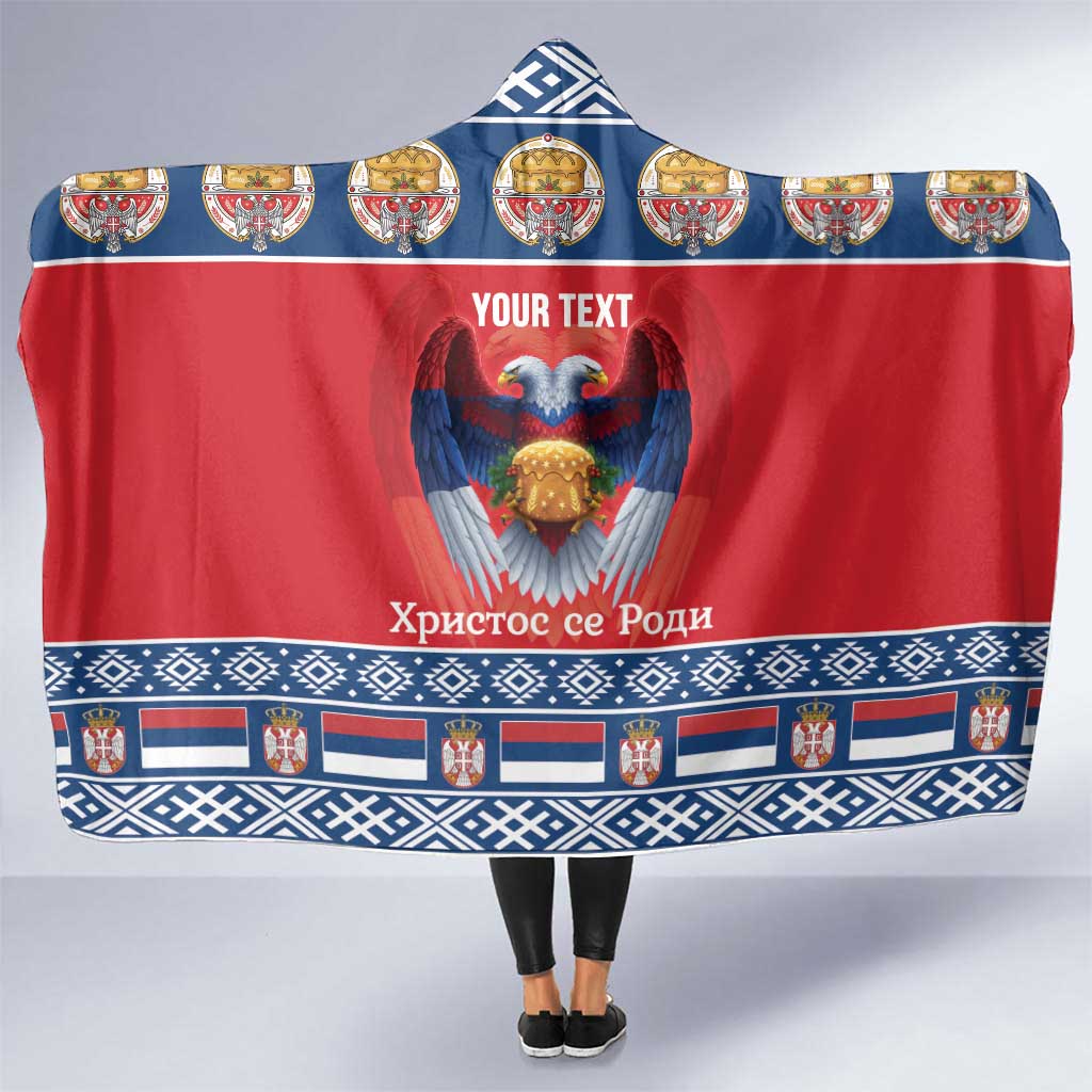 Personalized Serbia Christmas Hooded Blanket Eagle with Cesnica Christmas Bread - Wonder Print Shop