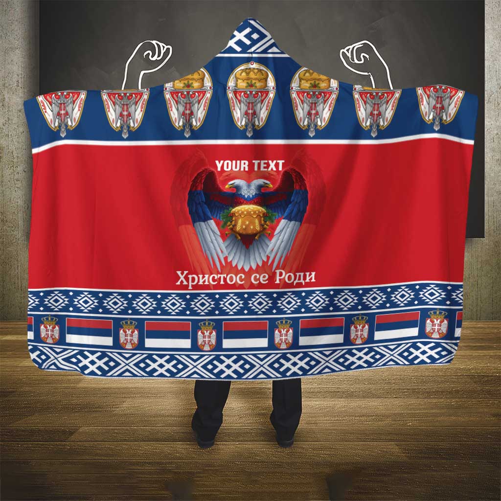 Personalized Serbia Christmas Hooded Blanket Eagle with Cesnica Christmas Bread - Wonder Print Shop