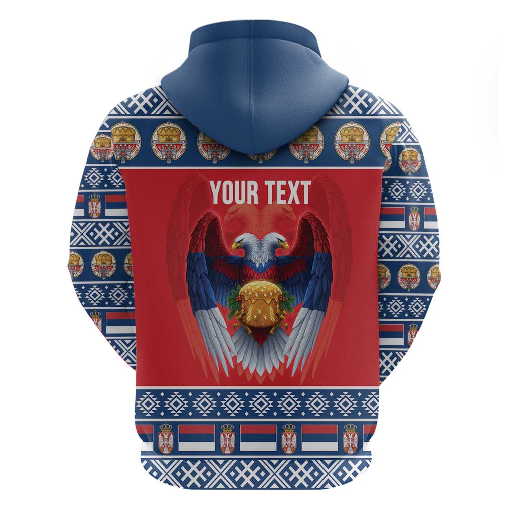 Personalized Serbia Christmas Hoodie Eagle with Cesnica Christmas Bread - Wonder Print Shop