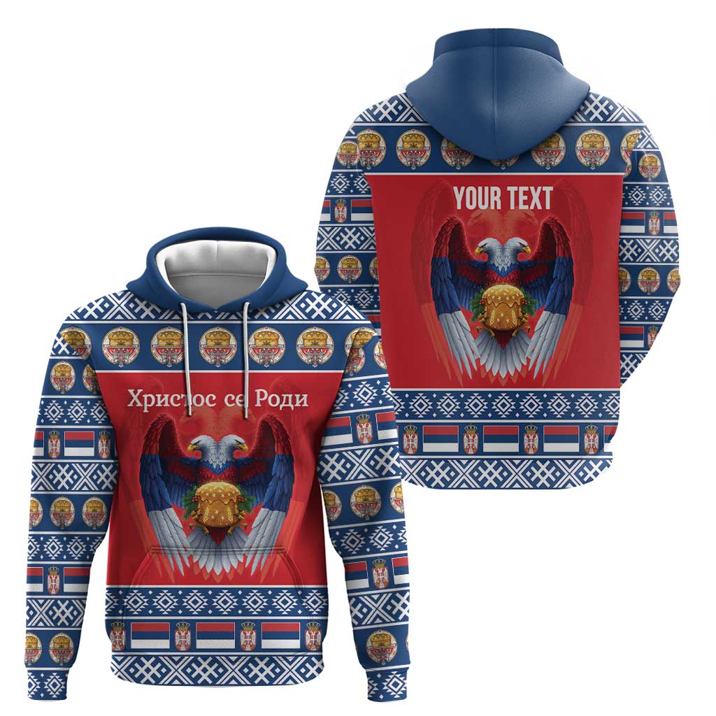 Personalized Serbia Christmas Hoodie Eagle with Cesnica Christmas Bread - Wonder Print Shop