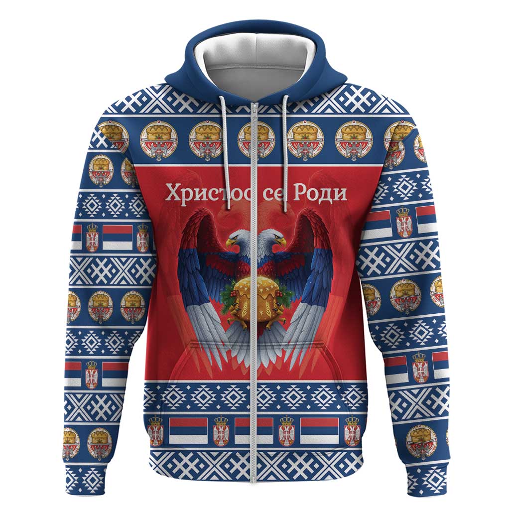 Personalized Serbia Christmas Hoodie Eagle with Cesnica Christmas Bread - Wonder Print Shop