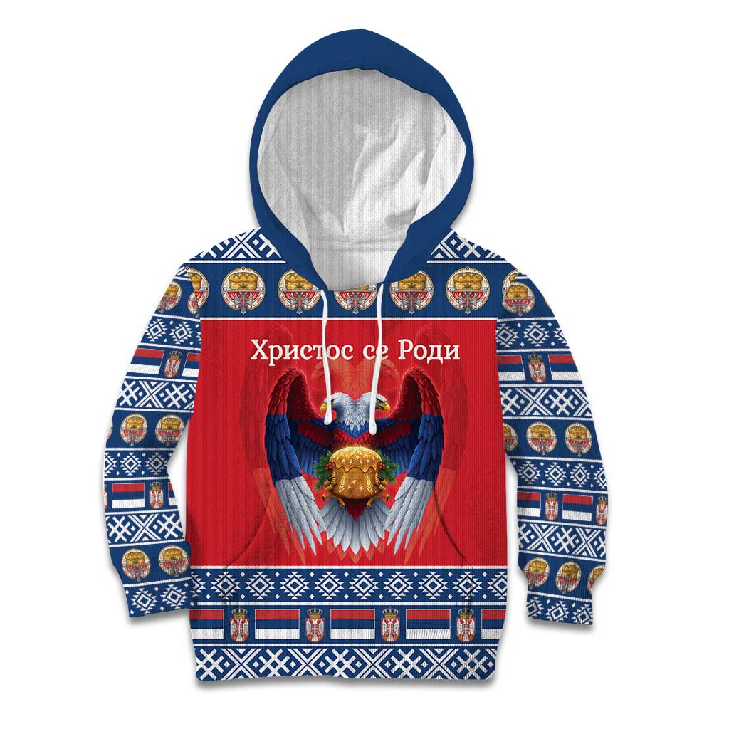 Personalized Serbia Christmas Kid Hoodie Eagle with Cesnica Christmas Bread - Wonder Print Shop