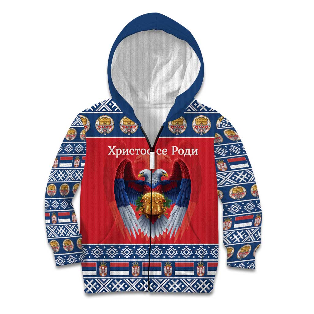 Personalized Serbia Christmas Kid Hoodie Eagle with Cesnica Christmas Bread - Wonder Print Shop