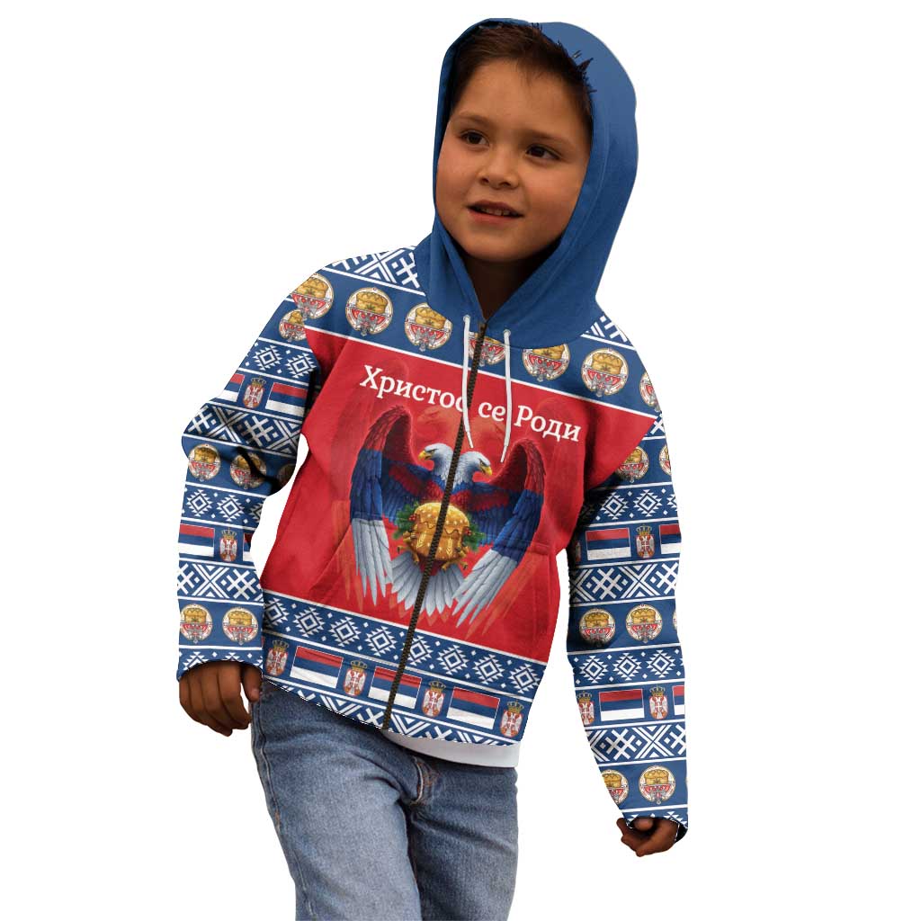 Personalized Serbia Christmas Kid Hoodie Eagle with Cesnica Christmas Bread - Wonder Print Shop