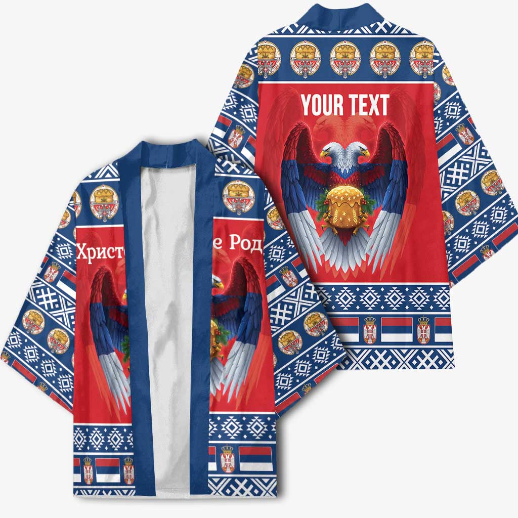 Personalized Serbia Christmas Kimono Eagle with Cesnica Christmas Bread - Wonder Print Shop