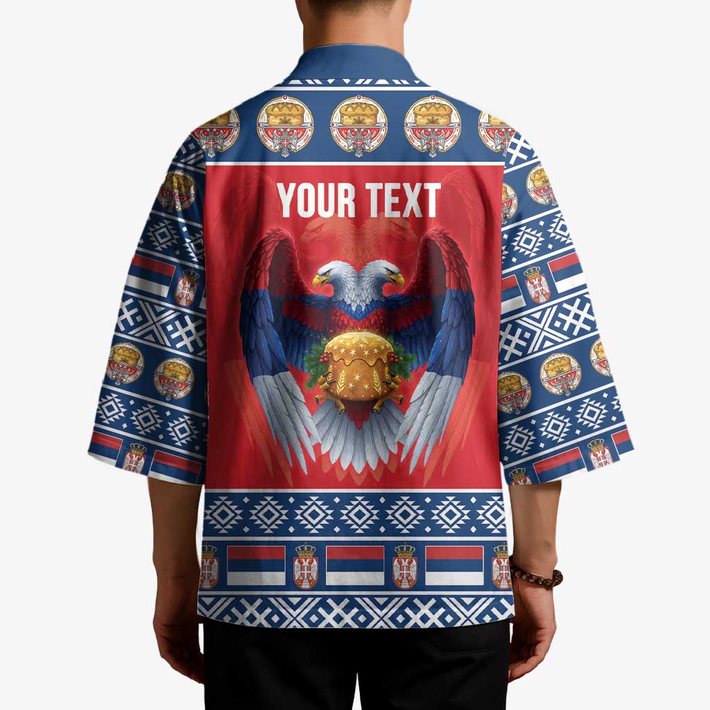 Personalized Serbia Christmas Kimono Eagle with Cesnica Christmas Bread - Wonder Print Shop