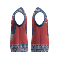 Personalized Serbia Christmas Knitted V-Neck Vest Eagle with Cesnica Christmas Bread - Wonder Print Shop