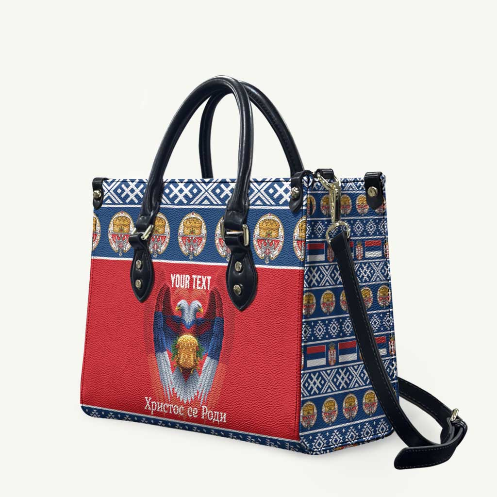 Personalized Serbia Christmas Leather Bag Eagle with Cesnica Christmas Bread - Wonder Print Shop