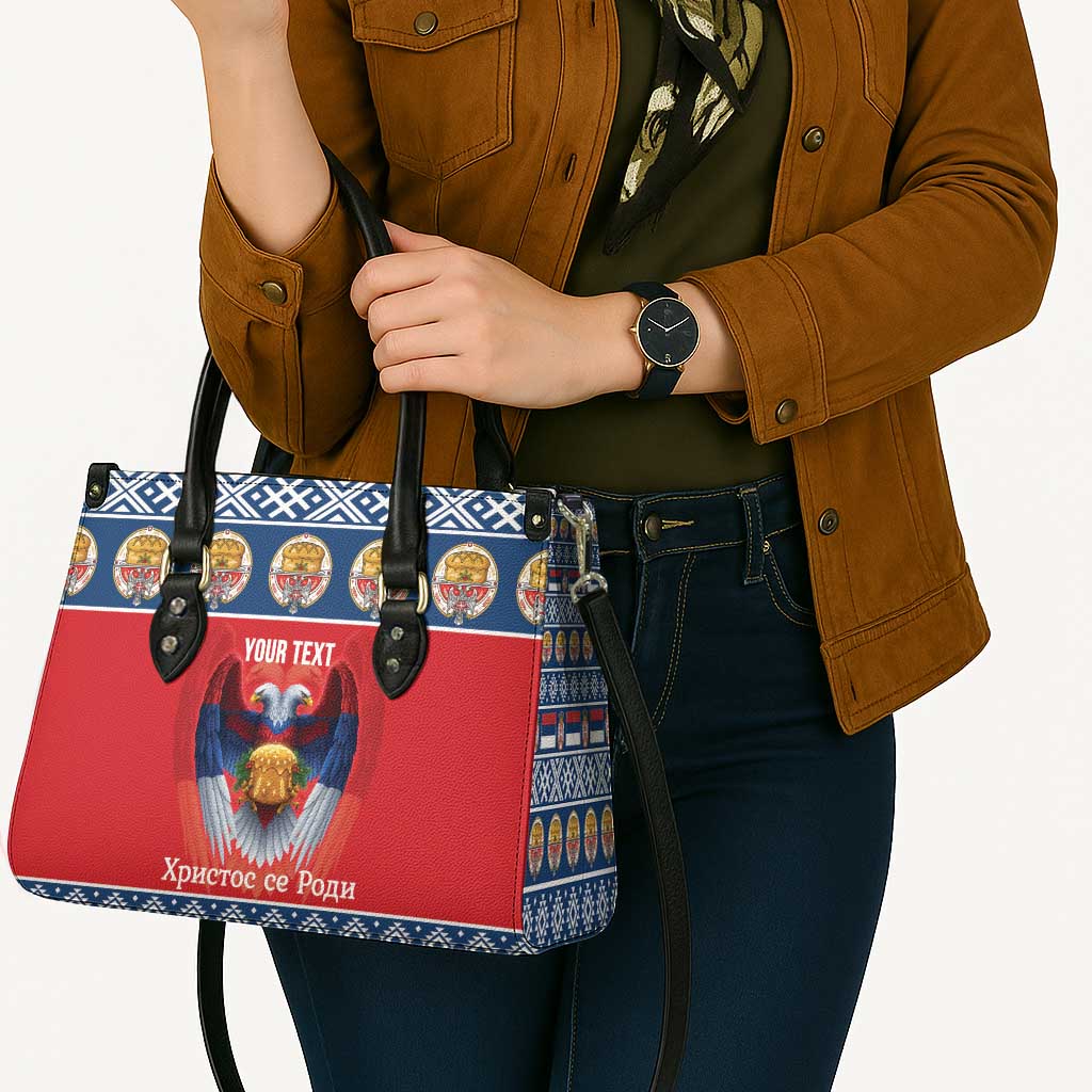Personalized Serbia Christmas Leather Bag Eagle with Cesnica Christmas Bread - Wonder Print Shop