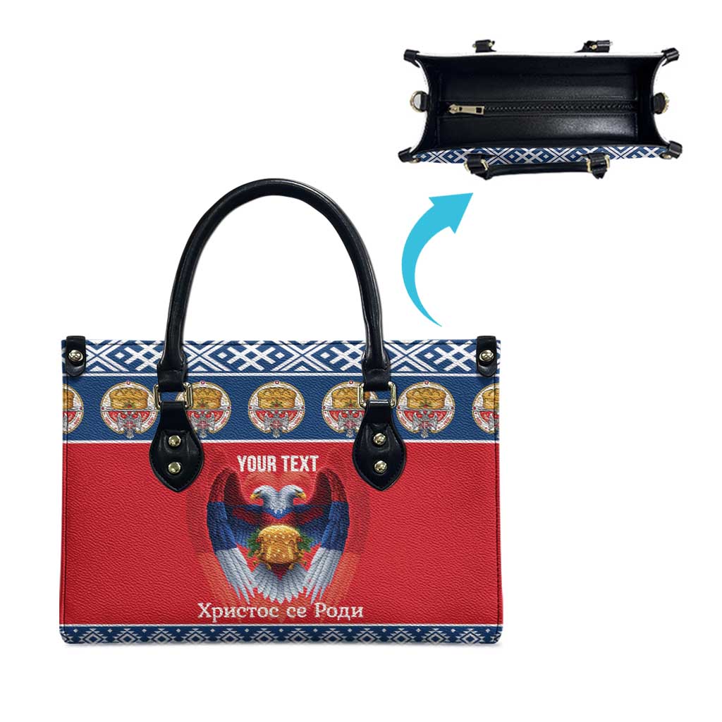 Personalized Serbia Christmas Leather Bag Eagle with Cesnica Christmas Bread - Wonder Print Shop