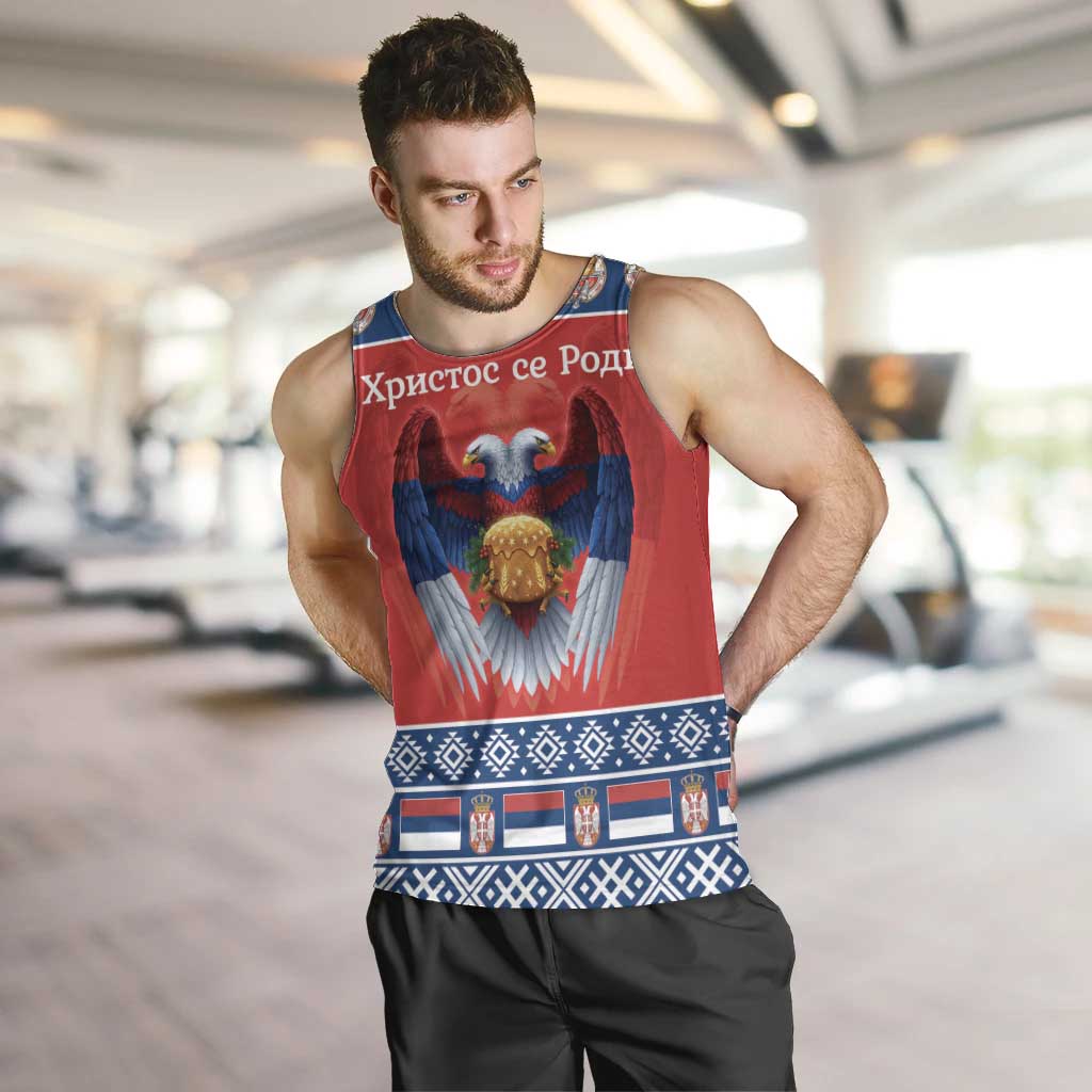 Personalized Serbia Christmas Men Tank Top Eagle with Cesnica Christmas Bread - Wonder Print Shop