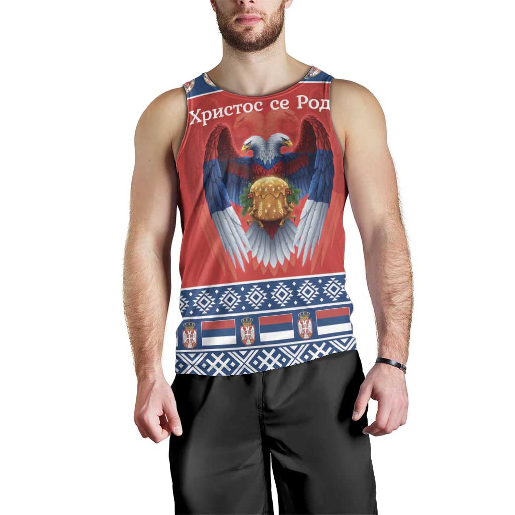 Personalized Serbia Christmas Men Tank Top Eagle with Cesnica Christmas Bread - Wonder Print Shop