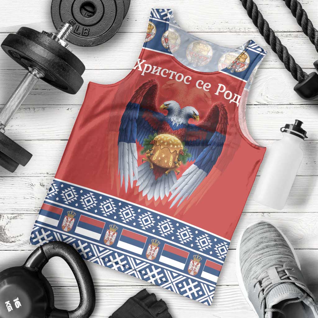 Personalized Serbia Christmas Men Tank Top Eagle with Cesnica Christmas Bread - Wonder Print Shop