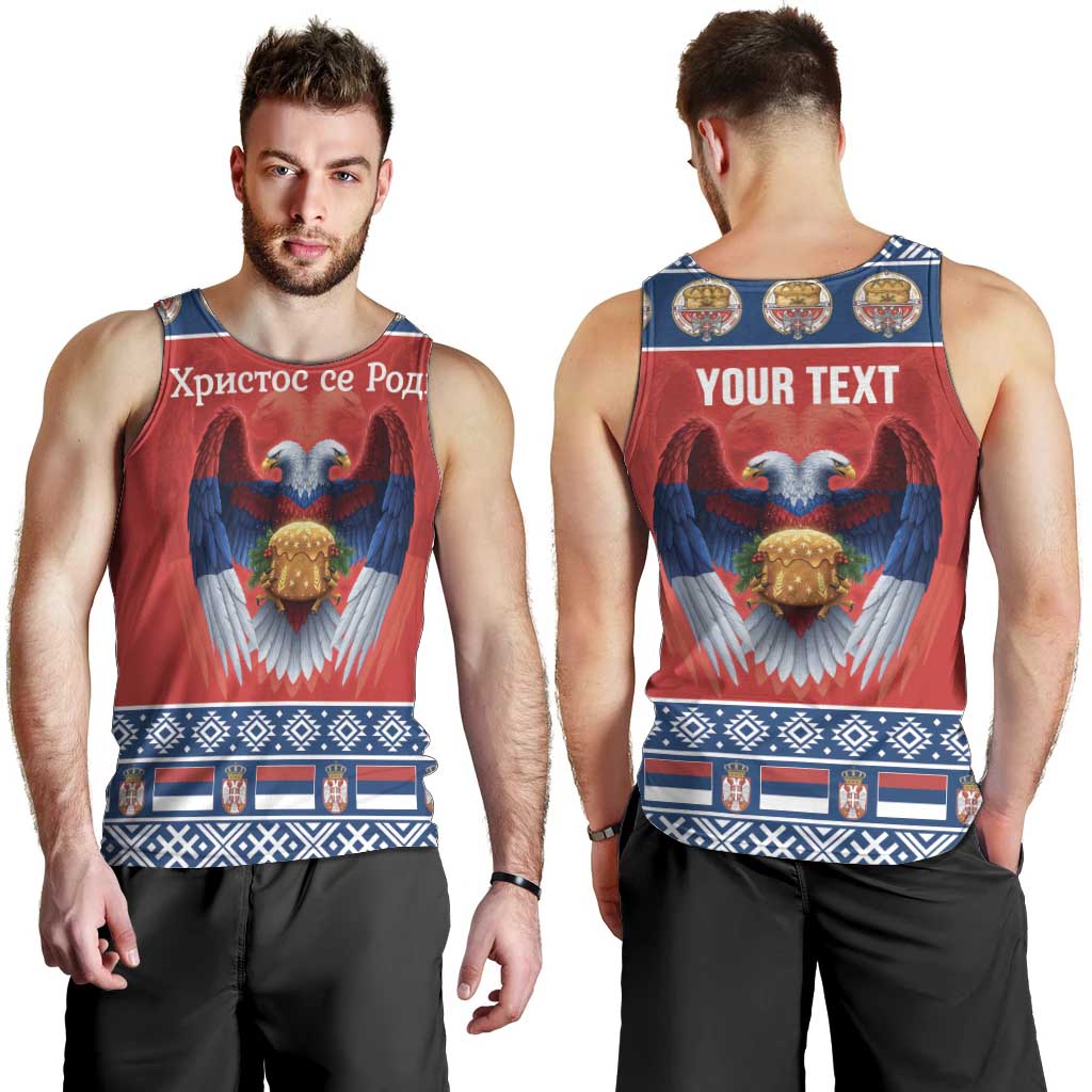 Personalized Serbia Christmas Men Tank Top Eagle with Cesnica Christmas Bread - Wonder Print Shop